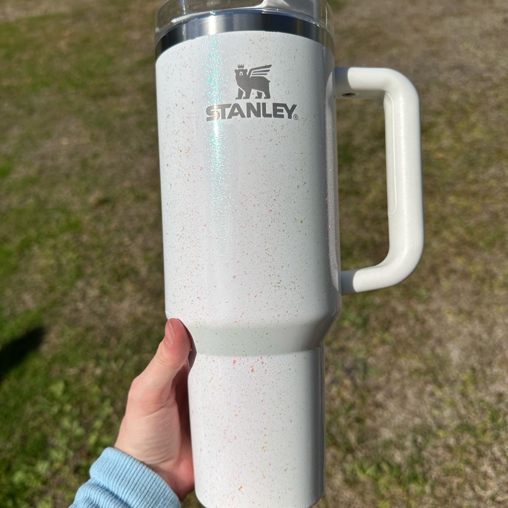 Stanley Iridescent White Travel Mug with Handle